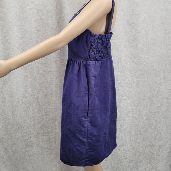 Tori Richard Slim Shady Irina Jacquard Palm Tree Print Mini Dress Navy - Picture 7 of 13